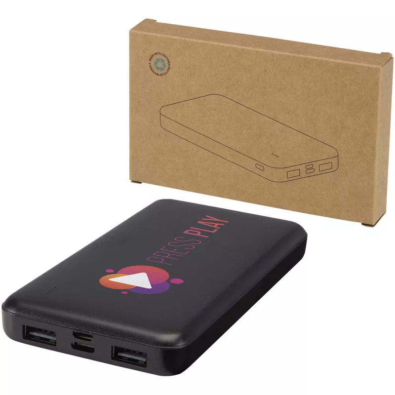 Intan powerbank o pojemności 10 000 mAh i mocy 10 W z tworzyw sztucznych pochodzących z recyklingu - Czarny (12445890)