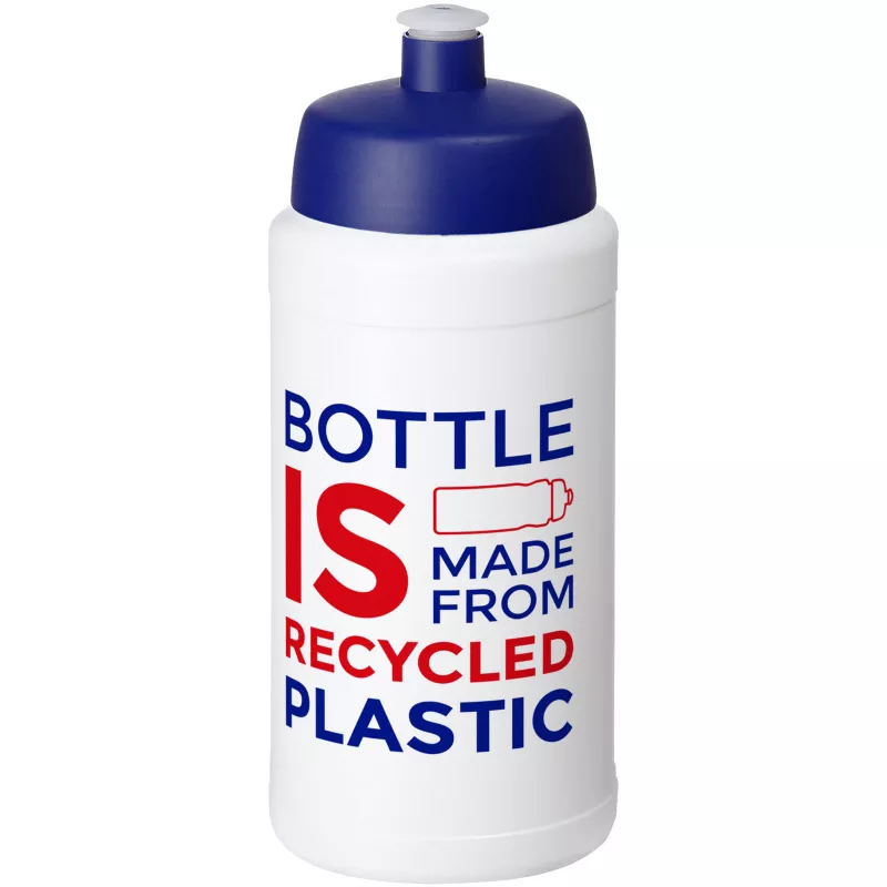 Baseline 500 ml butelka sportowa z recyklingu - Biały-Niebieski (21044495)