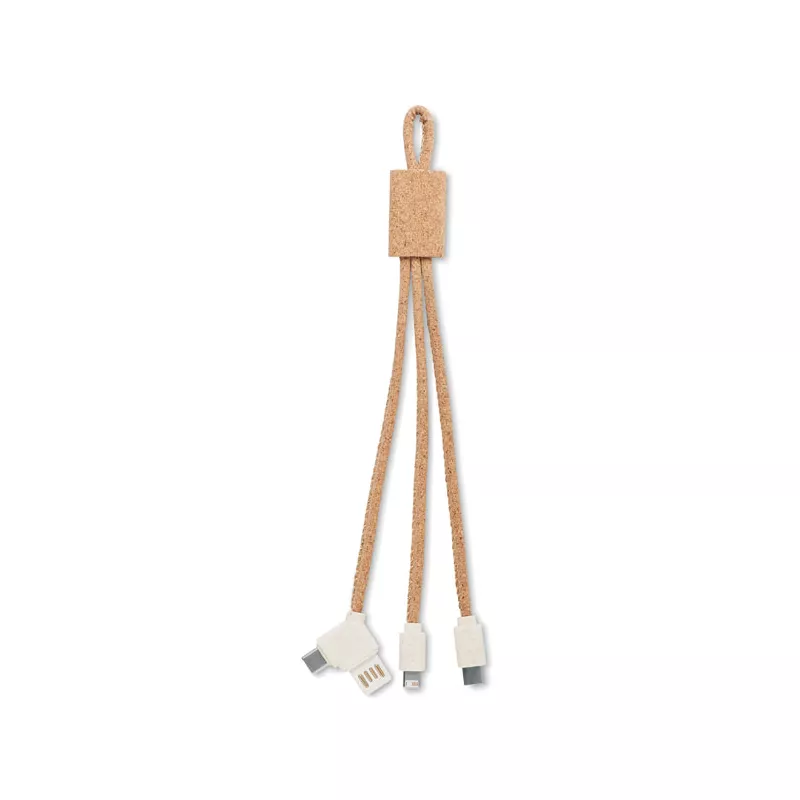 Kabel do ładowania 3 w 1 w korkowej obudowie CABIE - Bezowy (MO6812-13)