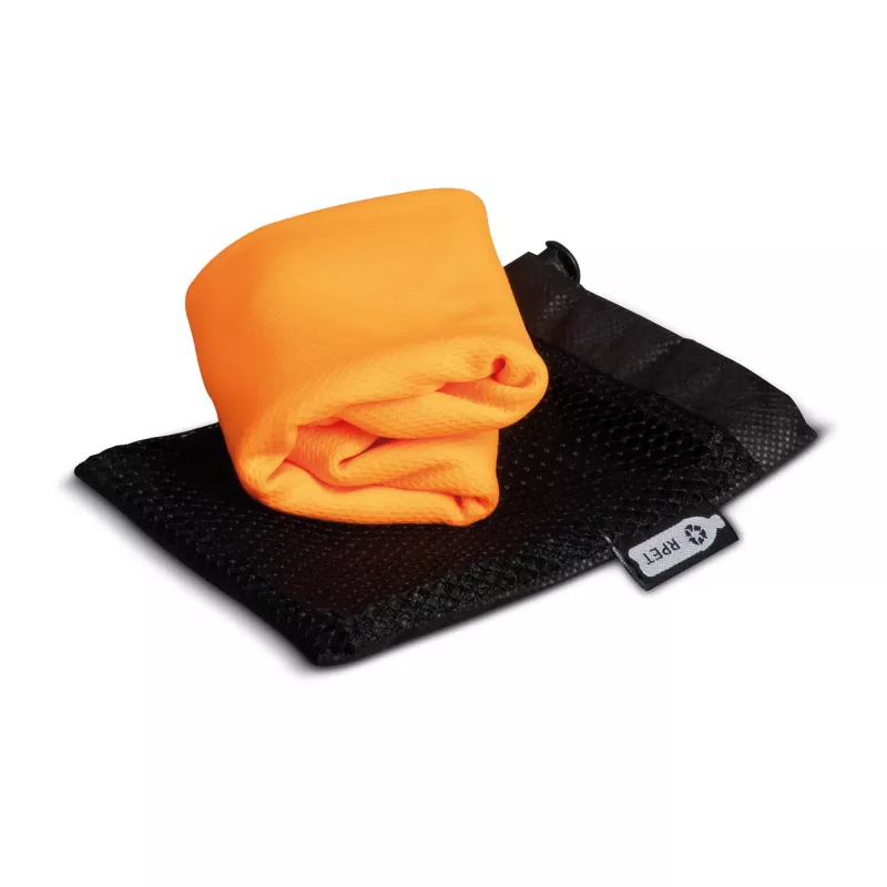 Ręcznik chłodzący z plastiku z recyklingu - czarno / pomarańczowy (LT91204-N0226)