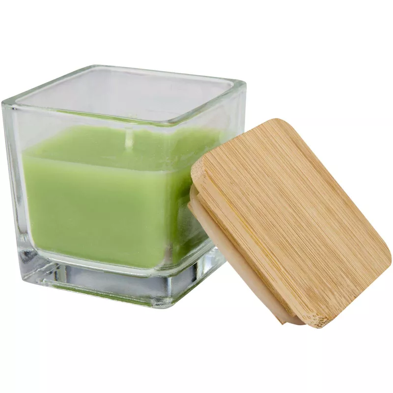 Ambra kwadratowa świeca w szkle z bambusową pokrywką - Oasis Green (12635461)