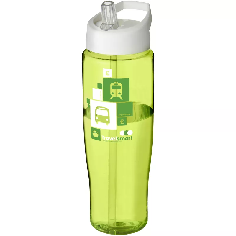 Bidon H2O Tempo® o pojemności 700 ml z wieczkiem z słomką - Biały-Limonka (21004412)