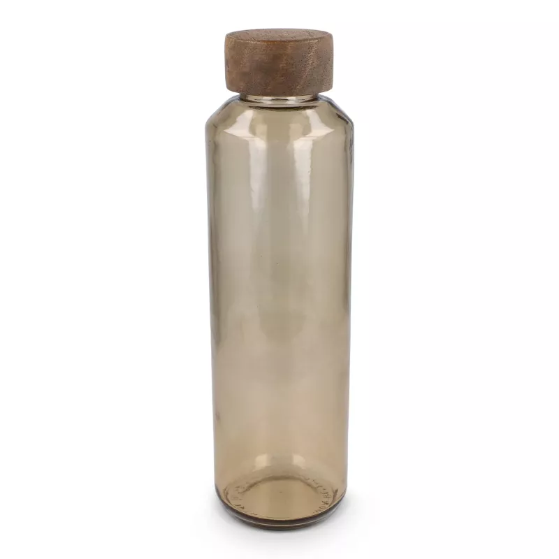 Butelka InSideOut z recyklingowanego szkła ReuuZ z drewnianym korkiem 650 ml - brązowy transparentny (LT57013-N0451)