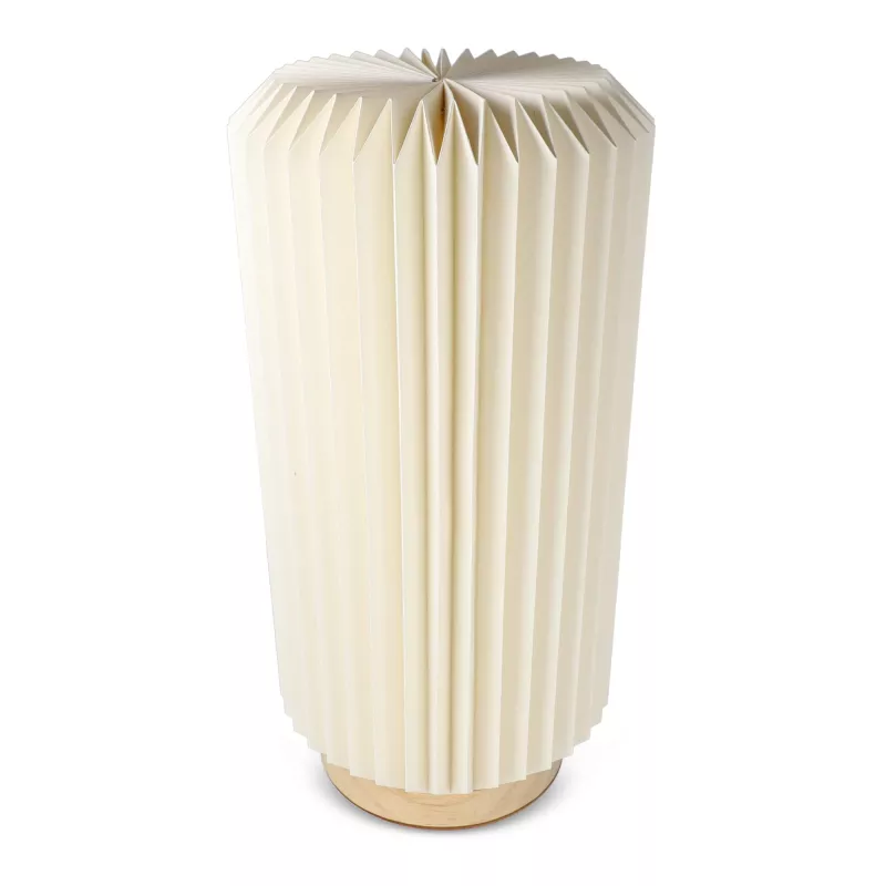 Składana papierowa lampa LED Coollux Aurora Tall na drewnianej podstawie, 32 cm - naturalny-t (LT40726-N0094)