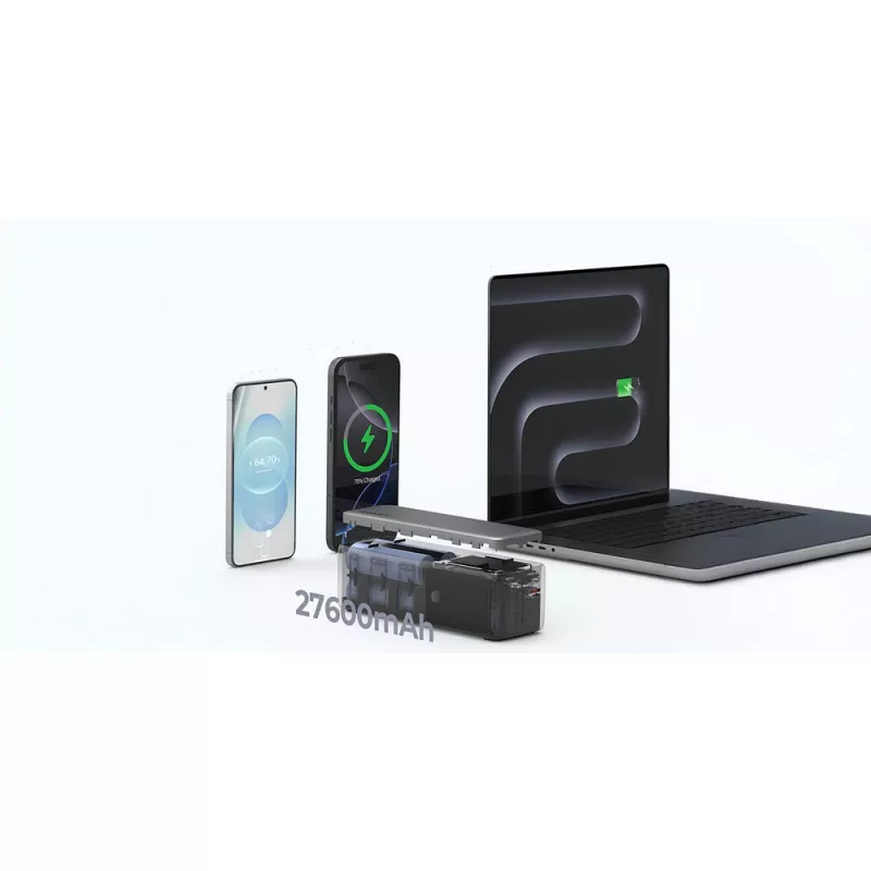 Power bank 27600 mAh, 140 W, Aukey - srebrny (VAM15-32)
