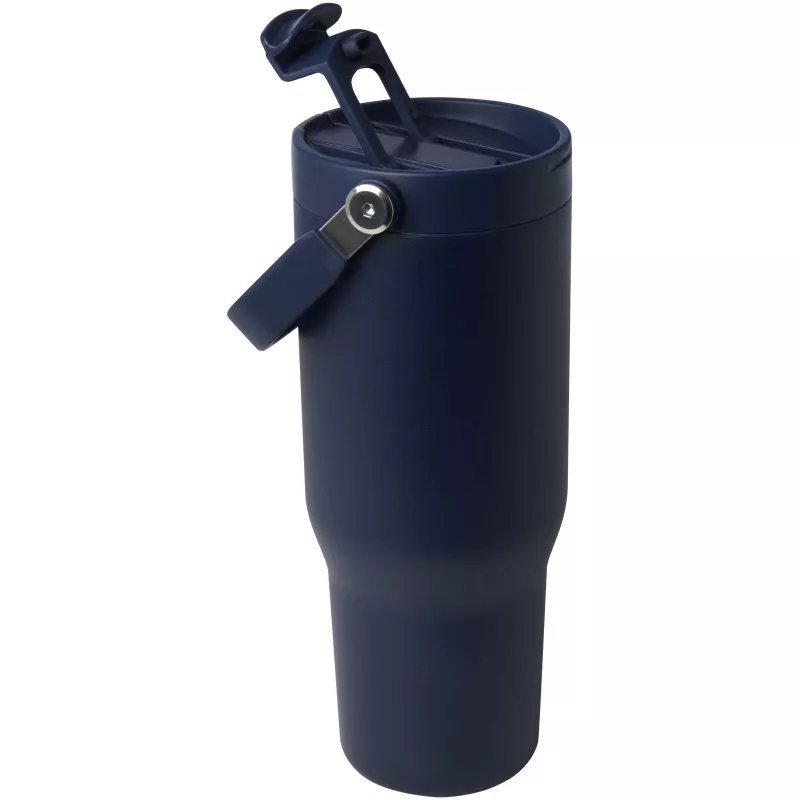 Kubek Bronx o pojemności 900 ml, z izolacją próżniową, wykonany ze recyklingowanej stali nierdzewnej z certyfikatem RCS i z miedzi, z wielofukncyjną zakrętką - Granatowy (10086455)