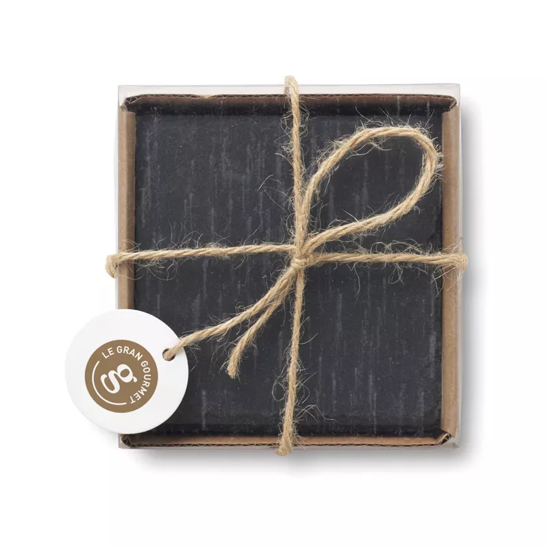 Podkładki z łupka 4 szt. 10x10 cm SLATE4 - Czarny (MO9124-03)