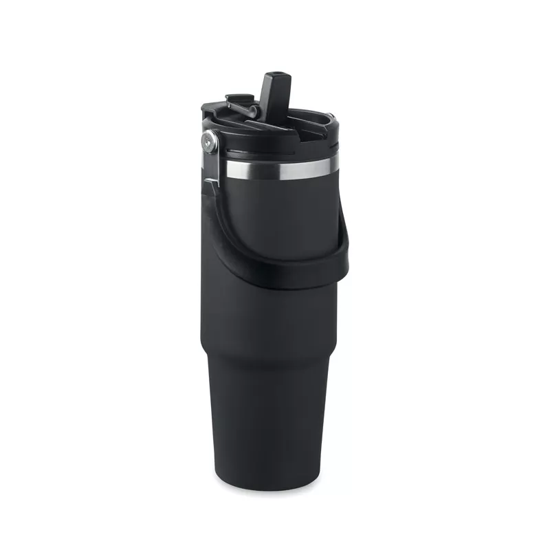 Kubek termiczny ze słomką ze stali 850 ml SUMA HAND - Czarny (MO2561-03)