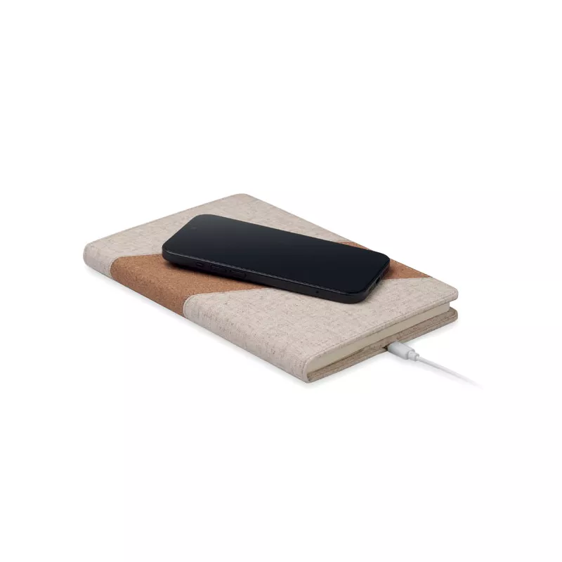 Notes A5 z ładowarką 15W 64 kartki w linię CORTONA - Bezowy (MO2734-13)
