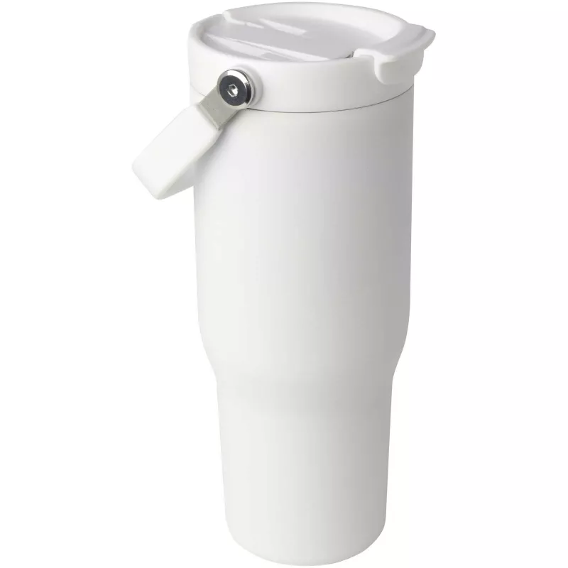 Kubek Bronx o pojemności 900 ml, z izolacją próżniową, wykonany ze recyklingowanej stali nierdzewnej z certyfikatem RCS i z miedzi, z wielofukncyjną zakrętką - Biały (10086401)