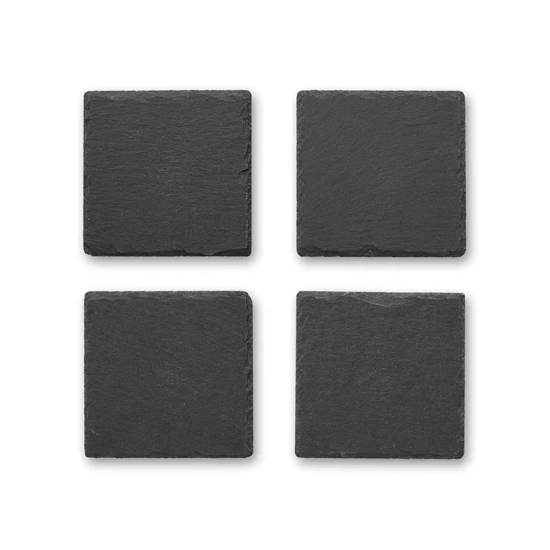 Podkładki z łupka 4 szt. 10x10 cm SLATE4 - Czarny (MO9124-03)