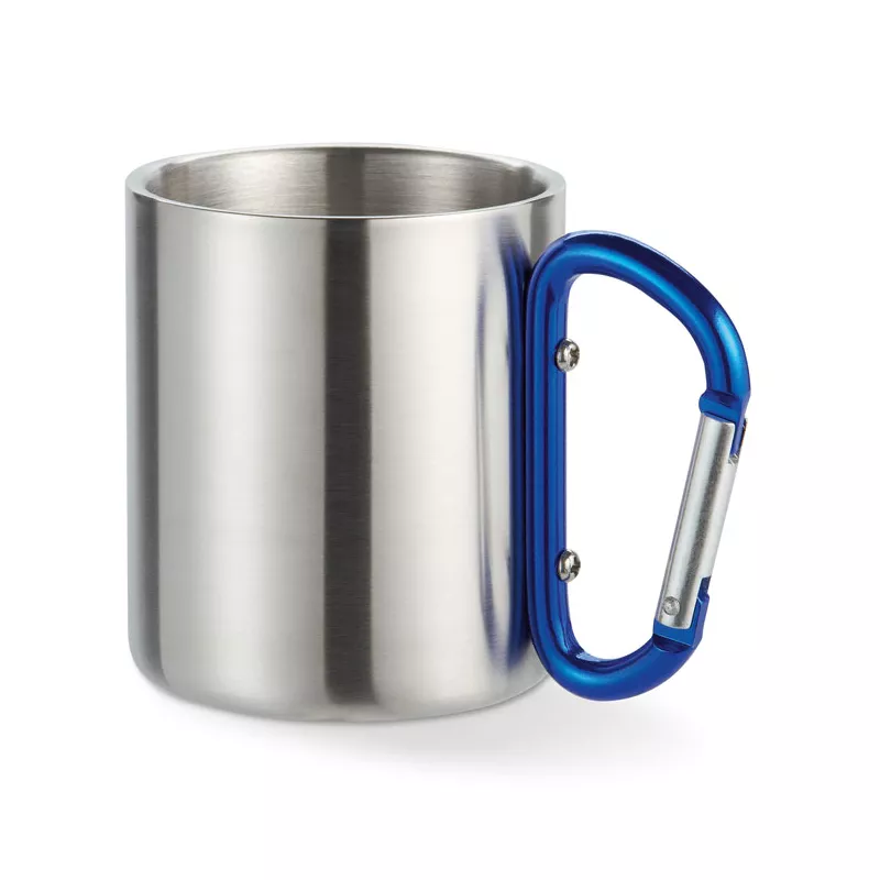 Kubek stalowy dwuścienny z karabinkiem 220 ml TRUMBO - Niebieski (MO8313-04)