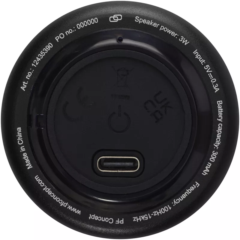 Rise mini głośnik Bluetooth® o mocy 3 W z aluminium z recyklingu z certyfikatem RCS  - Czarny (12435390)