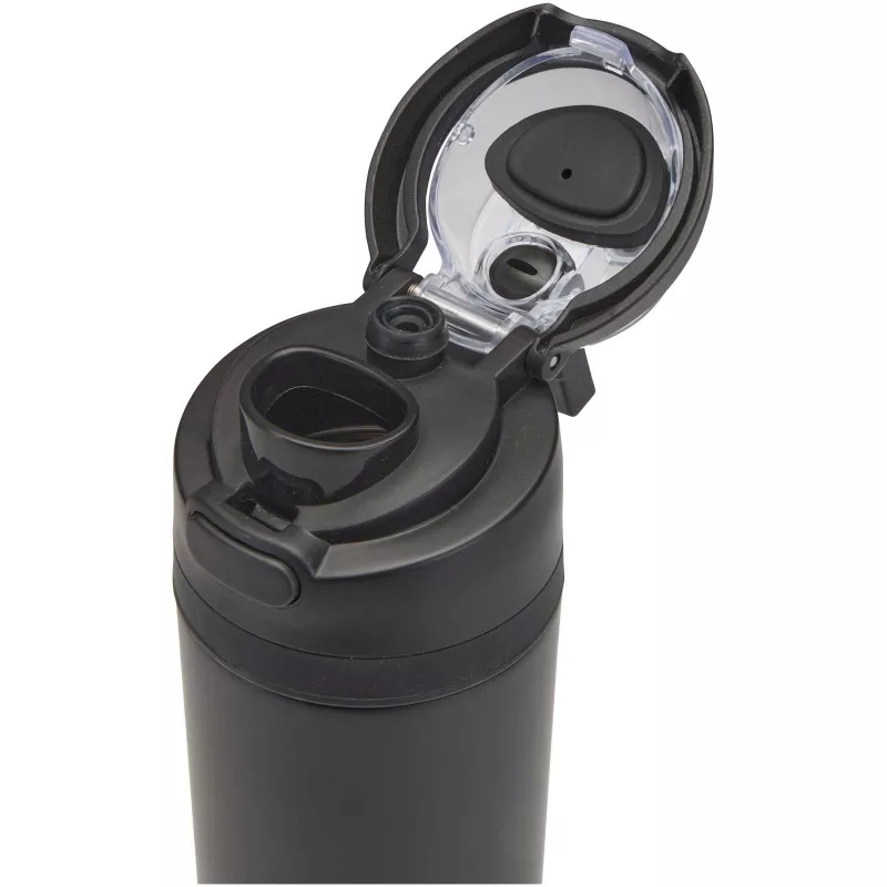 Bidon na wodę Theron 800 ml z jednowarstwowej stali nierdzewnej pochodzącej z recyklingu, certyfikowanej zgodnie z RCS, z pok - Czarny (10095190)
