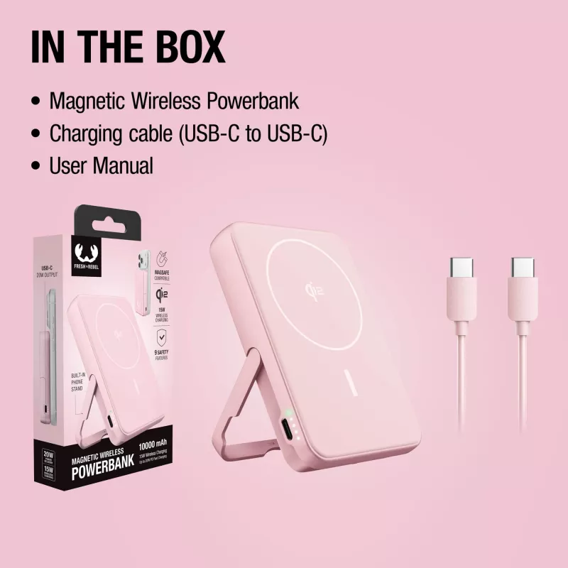 Fresh 'n Rebel Powerbank bezprzewodowy 10000 mAh kompatybilny z MagSafe - różowy (LT49745-N0076)
