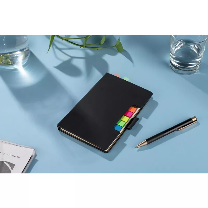 Notes z karteczkami samoprzylepnymi STIKLO A6 - czarny (18224-02)