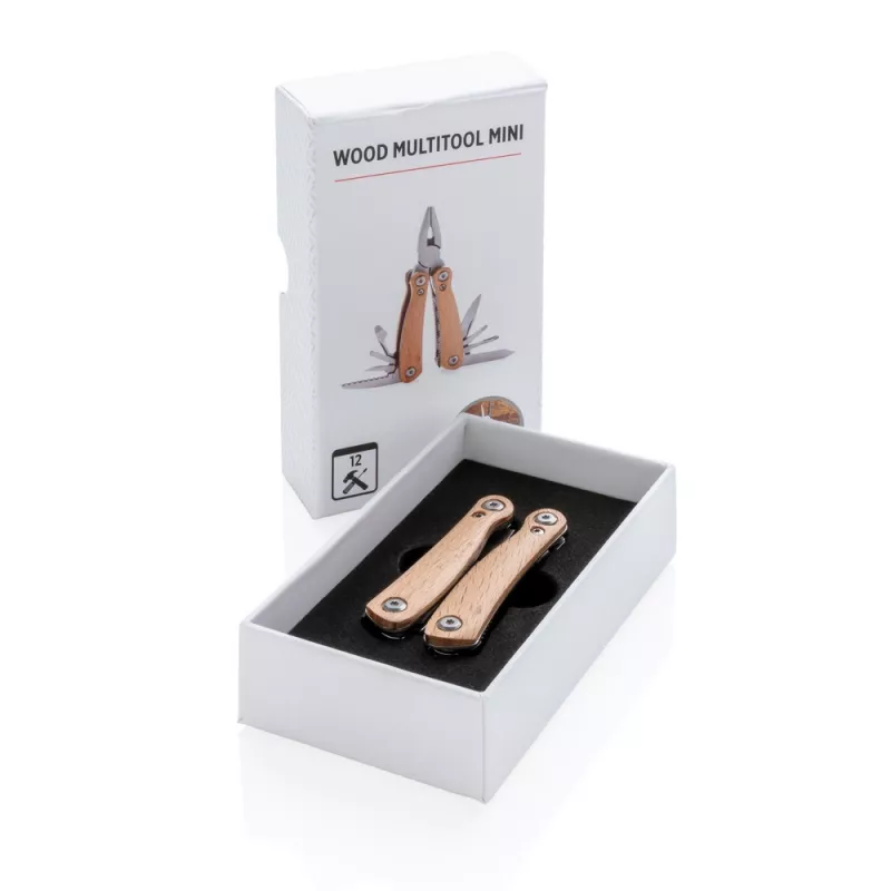 Mini narzędzie wielofunkcyjne, 12 el. - brązowy (P221.379)