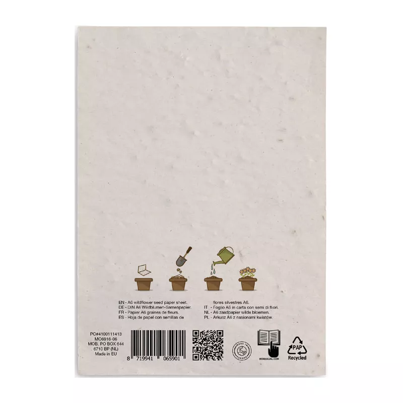 Papier z nasionami kwiatów A6 ASIDO - Bialy (MO6916-06)
