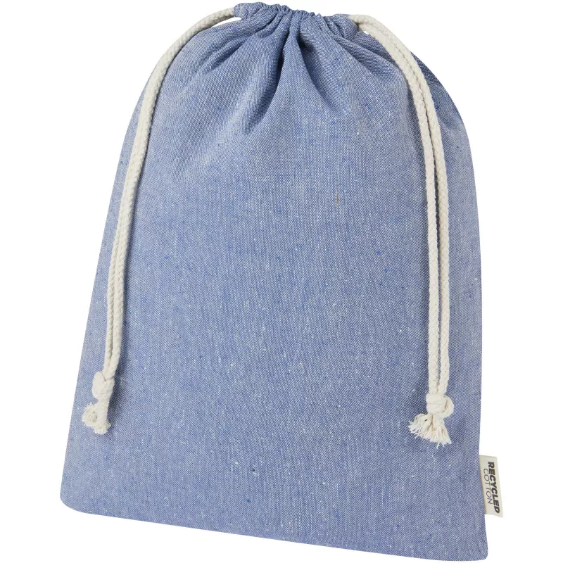 Pheebs torba na prezent z bawełny z recyklingu o gramaturze 150 g/m² i z certyfikatem GRS, duża o pojemności 4 l - Niebieski melanż (12067250)