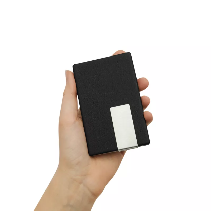 Etui na wizytówki - czarny, srebrny (56-1103102)