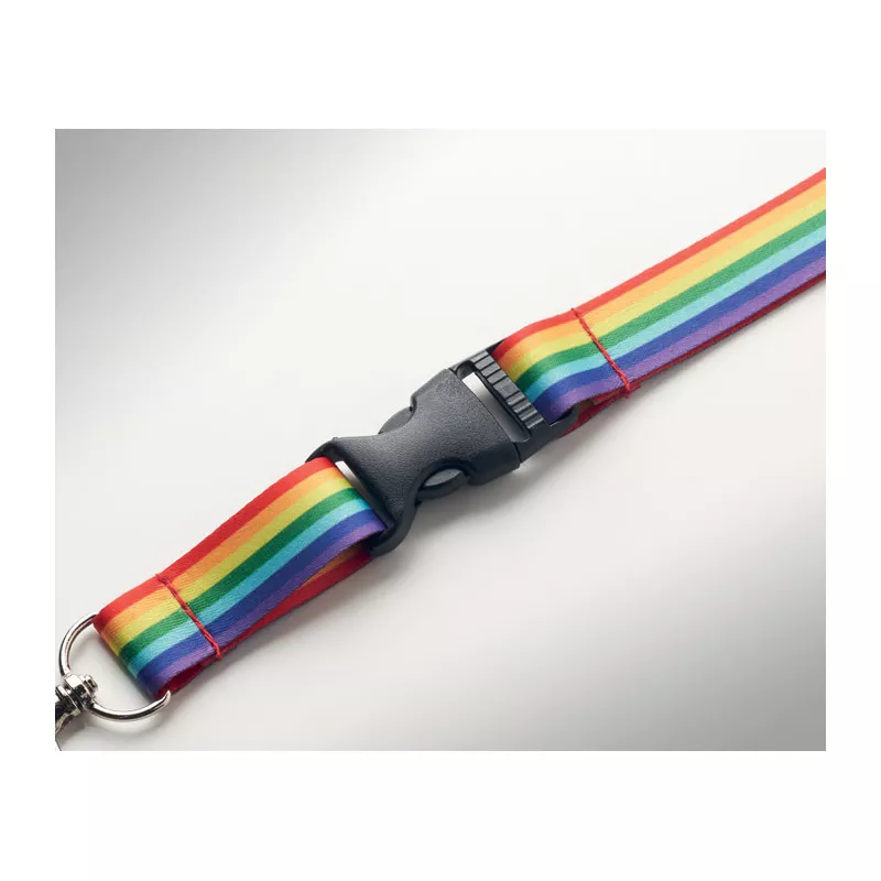Smycz tęczowa z RPET z karabińczykiem BOWYARD - Wielokolorowy (MO6423-99)