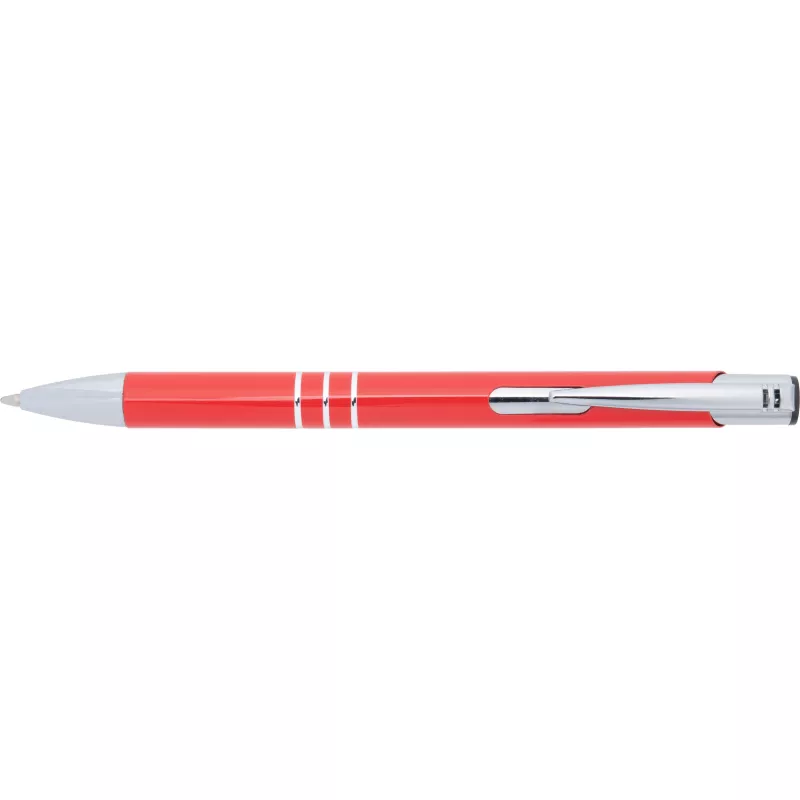 Czerwony długopis metalowy z trzema chromowanymi ringami idealne pod grawer reklamowy