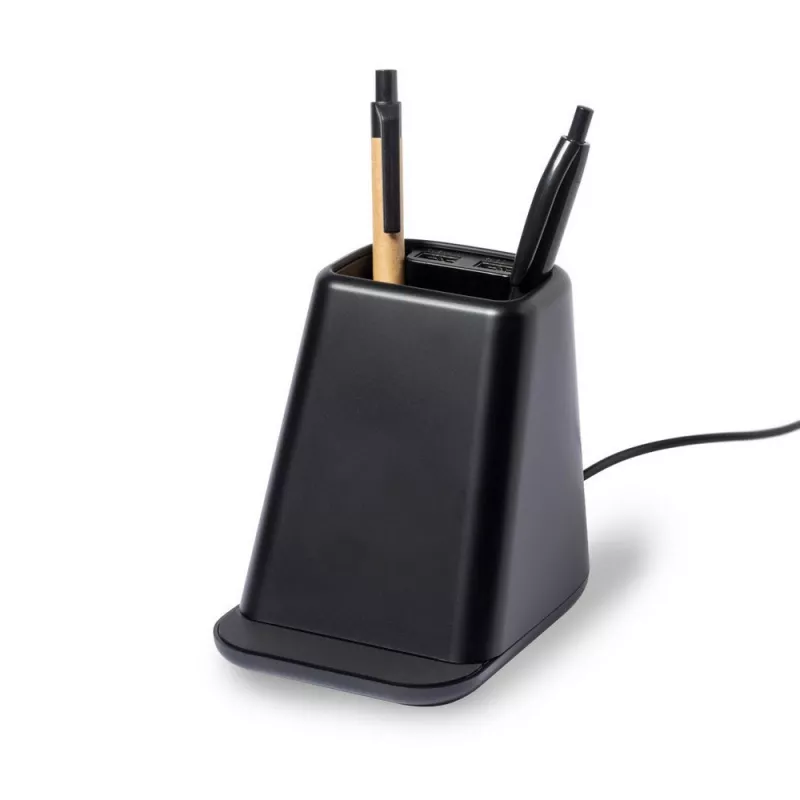 Ładowarka bezprzewodowa 15W, pojemnik na przybory do pisania, stojak na telefon - czarny (V1113-03)