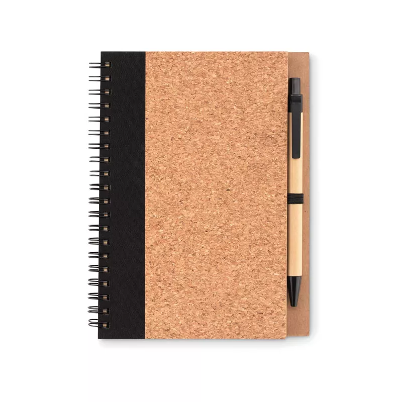 Notes z długopisem 70 kartek w linię SONORA PLUSCORK - Czarny (MO9859-03)