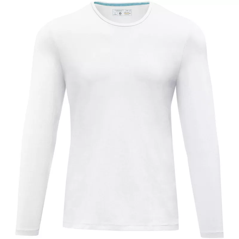 Męski T-shirt organiczny Ponoka z długim rękawem - Biały (38018-WHITE)