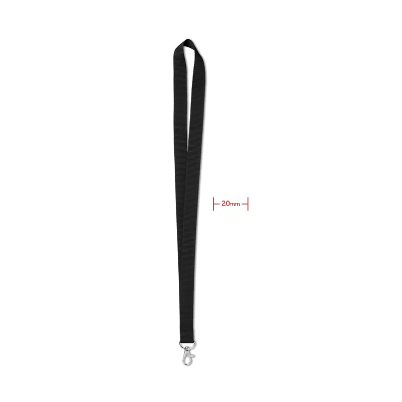 Smycz 20 mm z metalowym karabińczykiem SIMPLE LANY - Czarny (MO9058-03)