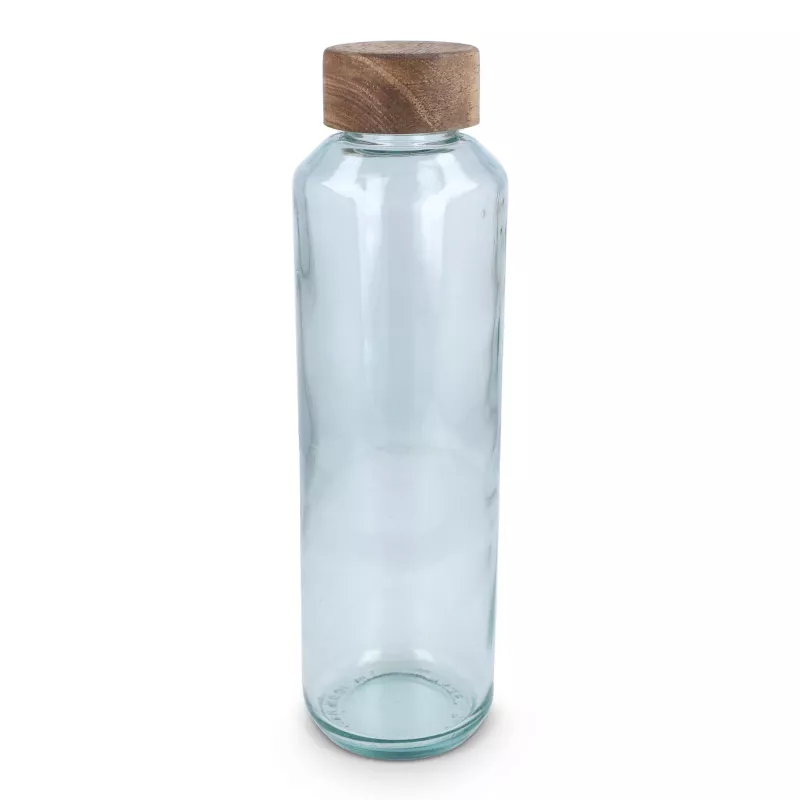 Butelka InSideOut z recyklingowanego szkła ReuuZ z drewnianym korkiem 650 ml - transparentny (LT57013-N0004)