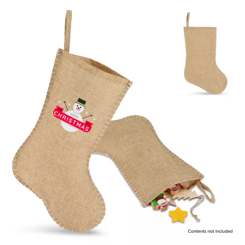 Pończocha świąteczna w stylu juty z ozdobnym szwem 45 cm - naturalny-t (LT90275-N0094)