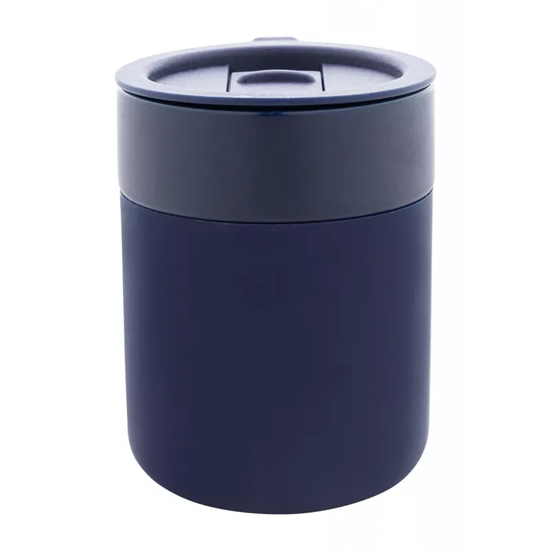 Ceramiczny kubek podróżny pokryty silikonem Liberica 300 ml - ciemno niebieski (AP800549-06A)