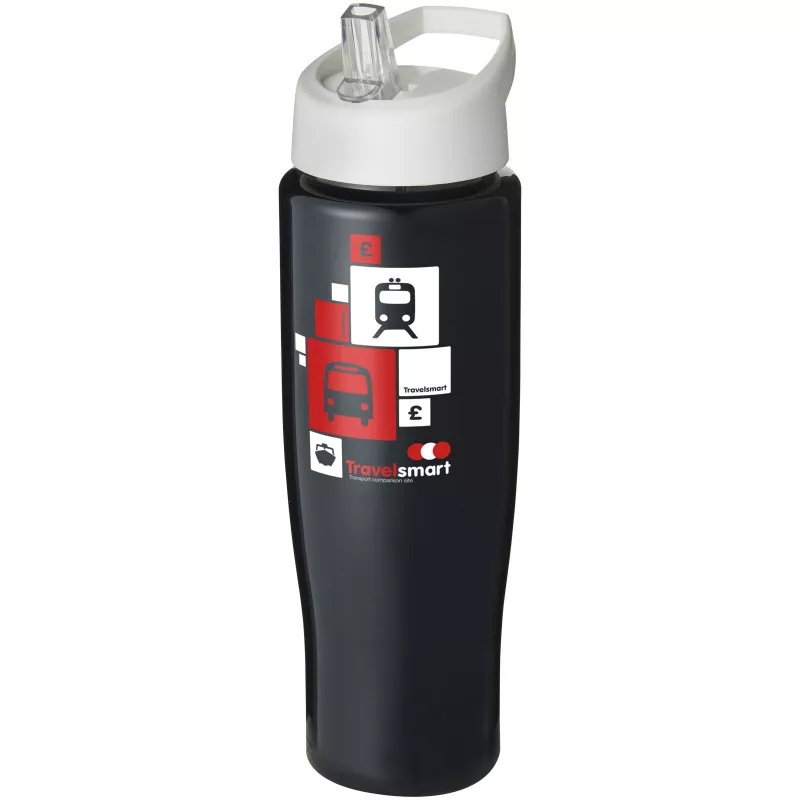 Bidon H2O Tempo® o pojemności 700 ml z wieczkiem z słomką - Biały-Czarny (21004409)