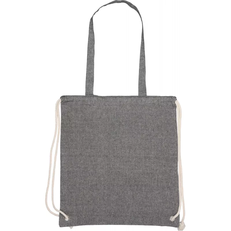 Torba bawełniana z długimi uszami z recyklingu 140 g/m2 ADDISON - czarny (254303)