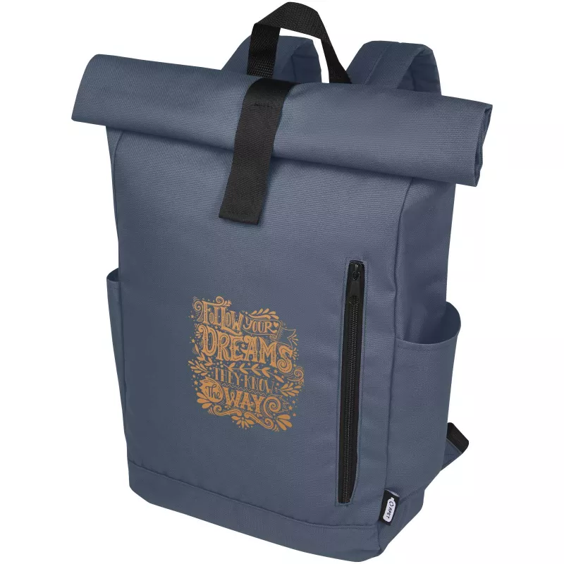 Byron plecak na laptopa 15,6 cala z tworzywa RPET z certyfikatem GRS z zawijanym zamknięciem, 18 l - Hale Blue (12065991)