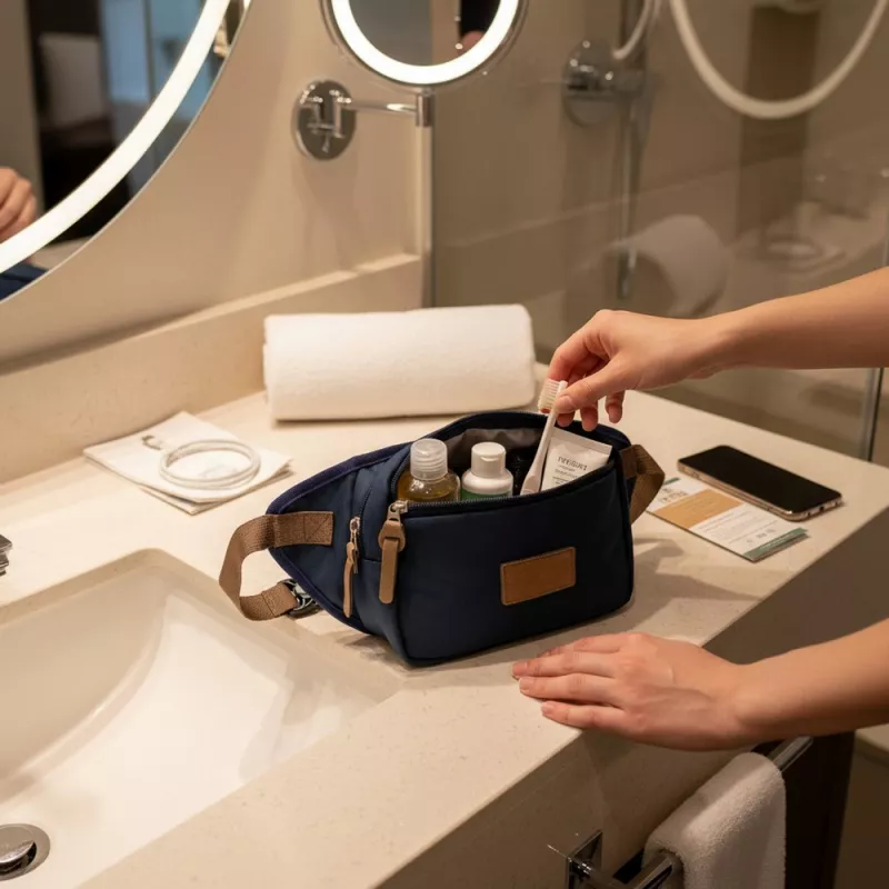 Saszetka zapinana w pasie RPET B'RIGHT | Roudeline - granatowy (V0046-04)