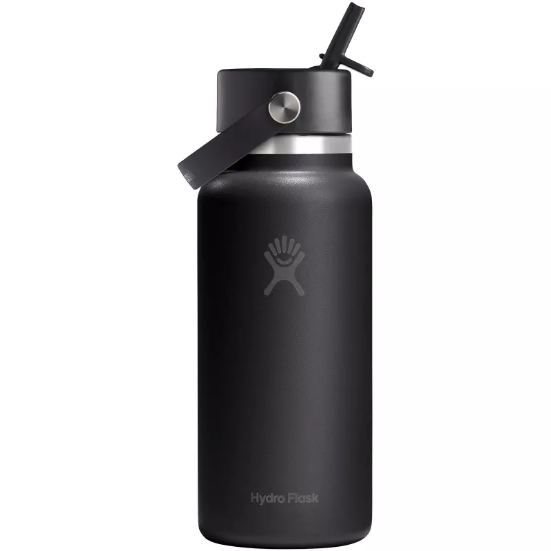 Hydro Flask Wide Mouth 946 ml – termoizolowana butelka na wodę ze stali nierdzewnej, z nakrętką ze słomką - Biały (10099201)