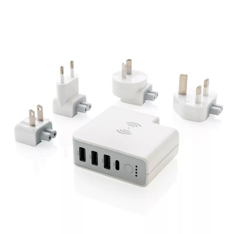 Adapter podróżny, bezprzewodowy power bank 6700 mAh - biały (P820.551)