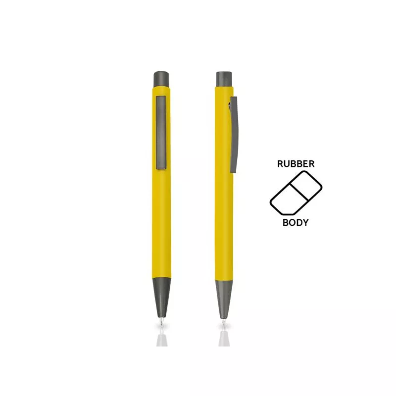 Długopis metalowy aluminiowy soft touch - Żółty (IP13148722)
