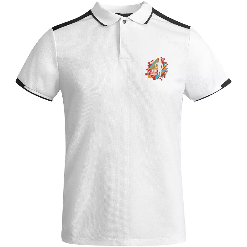 Tamil sportowa koszulka męska polo z krótkim rękawem - Biały-Czarny (R0402-BLACK-WHITE)