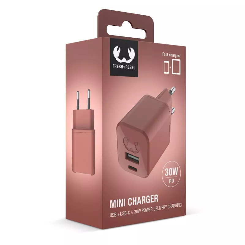 2WC30 I Fresh 'n Rebel Mini Charger USB-C + A PD // 30W - jasnoczerwony (LT49407-N0022)