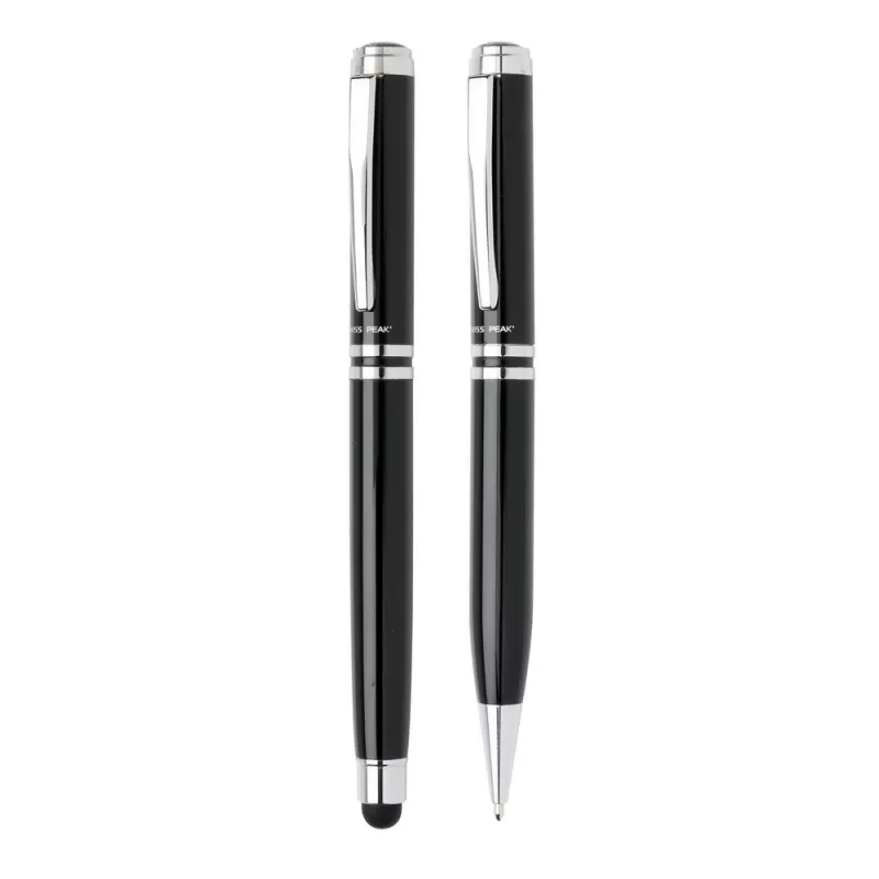 Zestaw piśmienny  pióro kulkowe z touch penem oraz długopis Swiss Peak - czarny, srebrny (P610.430)