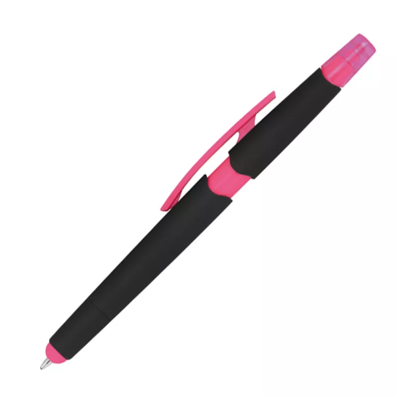 Długopis plastikowy do ekranów dotykowych z zakreślaczem - różowy (1096511)