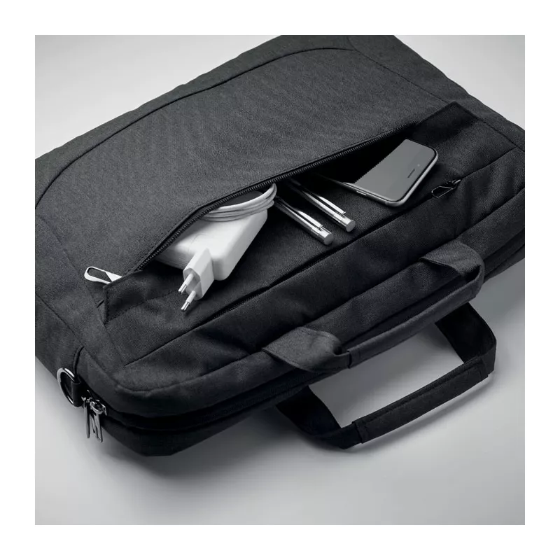 Torba na laptop 15" z szelkami z RPET 600D ROCKY - Czarny (MO2048-03)