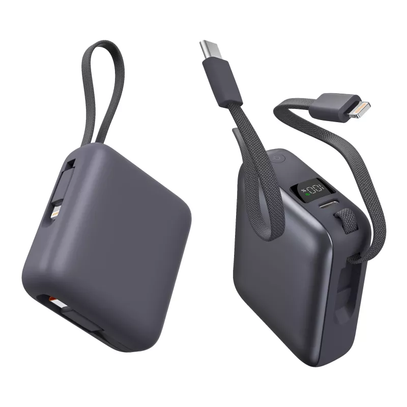 Nova Powerbank 22,5 W Power Delivery z wbudowanymi kablami 10 000 mAh - ciemnoszary (LT95515-N0060)