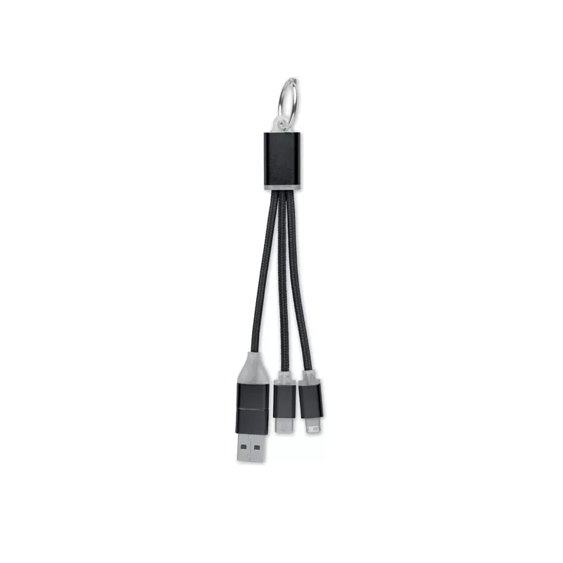 Kabel do ładowania 4 w 1 z brelokiem BLUE - Czarny (MO2141-03)