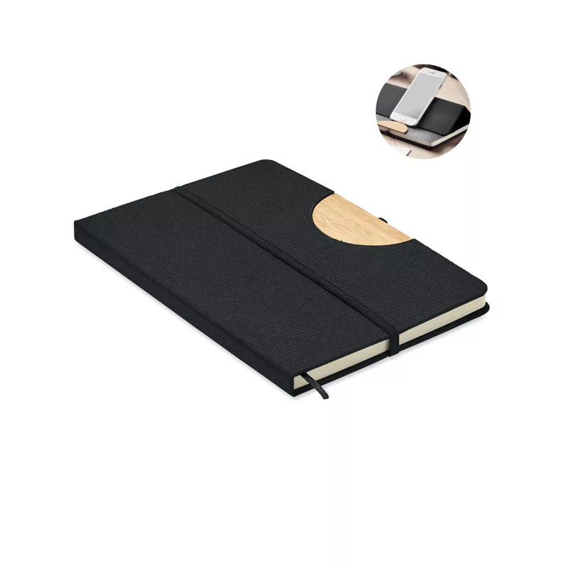 Notes A5 w okładce RPET 80 kartek w linię BLAMA - Czarny (MO6576-03)