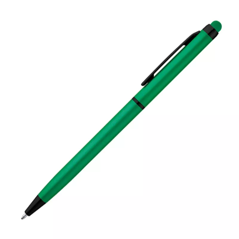 Długopis metalowy z końcówką do ekranów dotykowych - zielony (1044009)