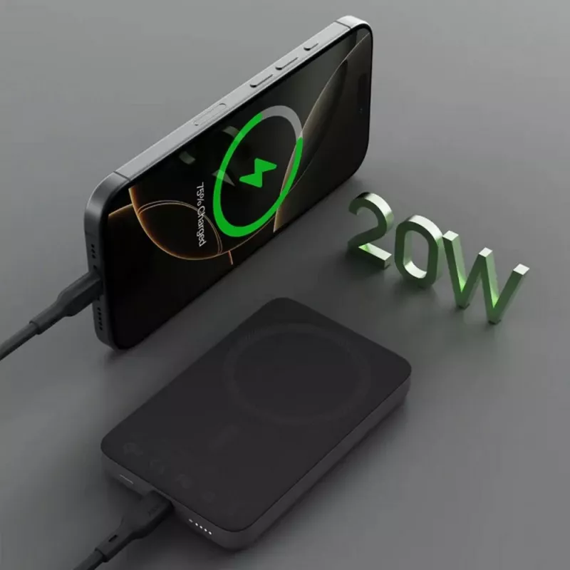 Magnetyczny, bezprzewodowy power bank 10000 mAh Aukey - czarny (VAM12-03)